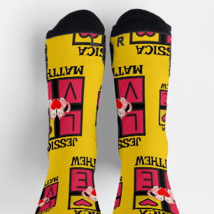 Chaussette Sweet Romantic Joyeux Valentines Jour Nom du coupl
