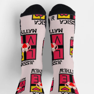 Chaussette Sweet Romantic Joyeux Valentines Jour Nom du coupl