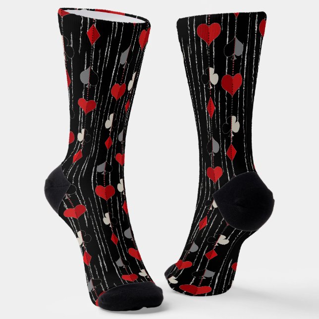 Chaussette Symboles de cartes à jouer de poker. (Angulaire)