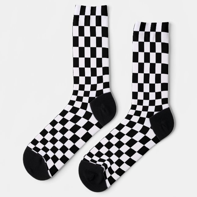 Chaussette Tableau de contrôle À damiers noir et blanc (Gauche)