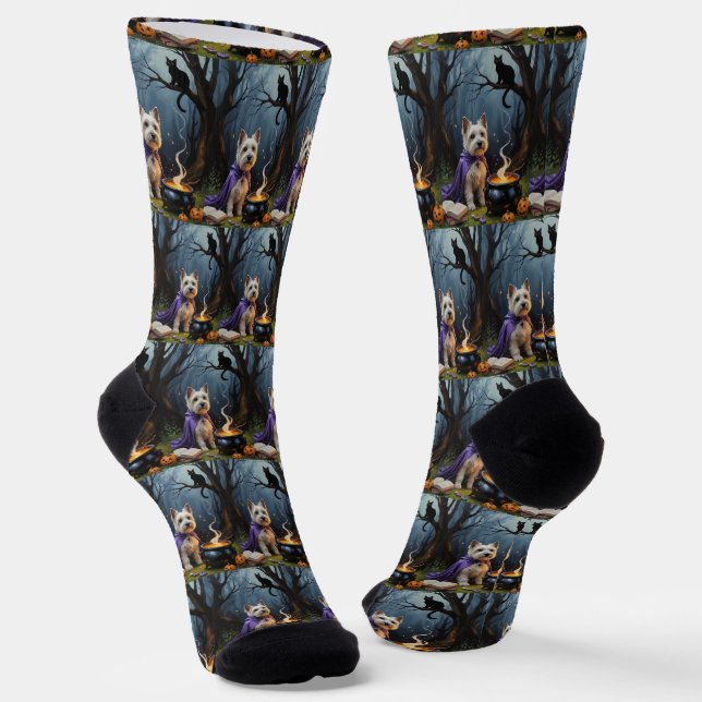 Chaussette Tableau Whimsical Halloween de Cairn Terrier Chien (Angulaire)