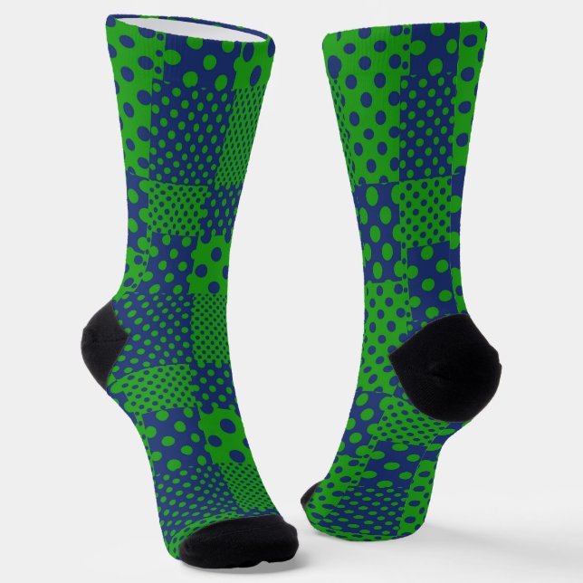 Chaussette Taches à pois verts bleus Patchwork  (Angulaire)