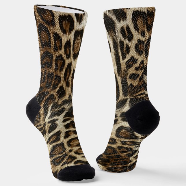 Chaussette Taches de léopard Spiffy Regarder le grain de cuir (Angulaire)