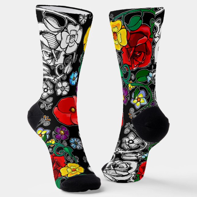 Chaussette Tapis de fleurs au coquelicot (Angulaire)