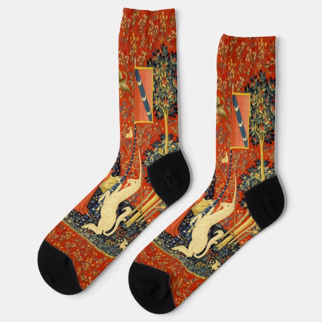 Chaussette Tapisseries Unicorne Lady Legend Médiéval (Gauche)