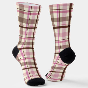 Chaussette Tartan Brown et rose mignon