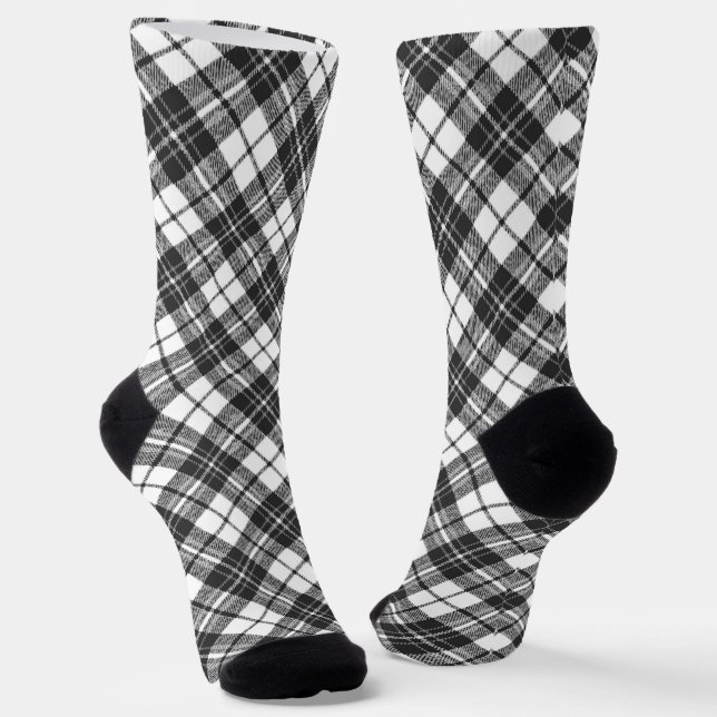 Chaussette Tartan motif vacances Noël noir blanc (Angulaire)