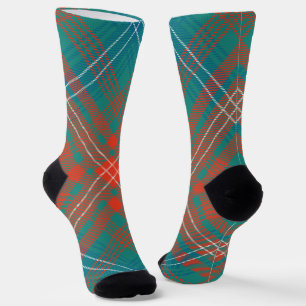 Chaussette Tartan Plaid Rustique Orange Turquoise Wilson