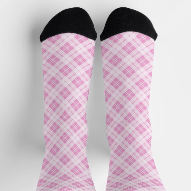 Chaussette Tartan rose clair vacances de Noël motif (Haut)