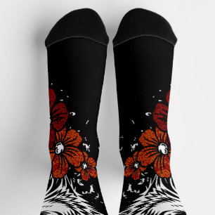 Chaussette Tatoo Fleur Loup Vintage