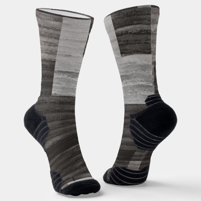 Chaussette Taupe travail de timbres faux jean (Angulaire)
