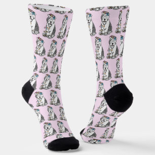 Chaussette Tea Party Vieux chien anglais (Grey 1)