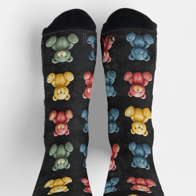 Chaussette Teddy Bear Chalk Dessin Motif noir (Haut)