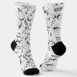 Chaussette Temps de récolte d'automne noir et blanc