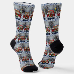 Chaussette Terrier Australien Camion Rouge Noël Fêtes