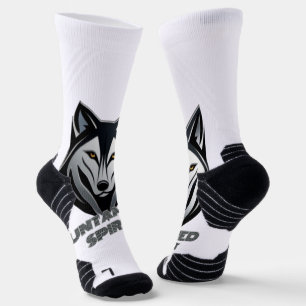 Chaussette Tête de loup argentée avec formes Abstraites