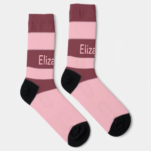 Chaussette Texte du nom du Motif trié rose mou