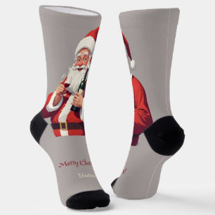 Chaussette Texte personnalisé amusant Drunk Père Noël