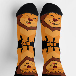 Chaussette TEXTE ROI Lion imprimé Premium Crew Beau Garçon