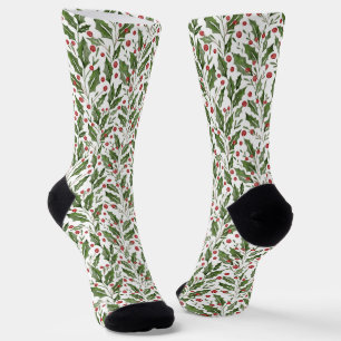 Chaussette Thème de Noël Holly, Mistletoe, Berries Motif