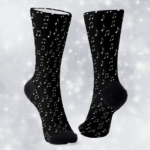 Chaussette Thème musical White Music Notes sur le noir