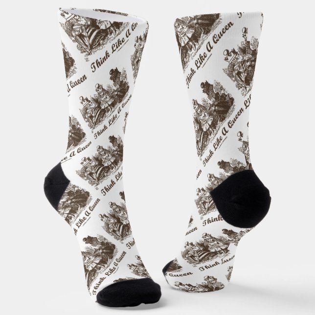 Chaussette Think Like A Queen Wonderland Advice Alice Humor (Angulaire)