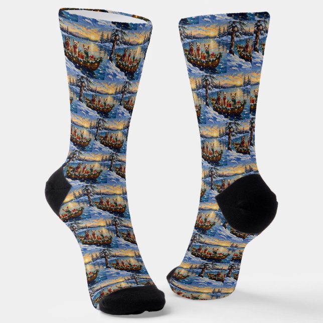 Chaussette Tibetan Terrier Christmas Boat Holiday (Angulaire)