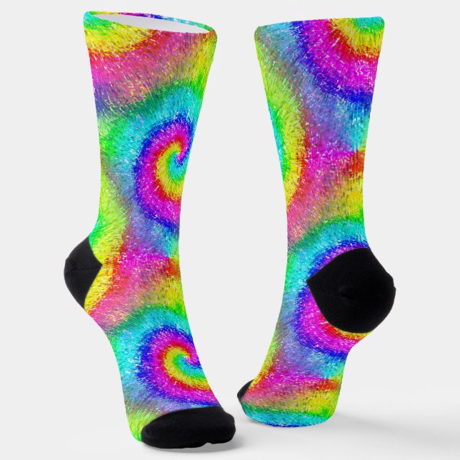 Chaussette Tiedye Trippy Hippie Psychedelic Retro Monogramme (Angulaire)