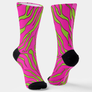 Chaussette Tigre Vert Jaune Et Rose Poster de animal 1