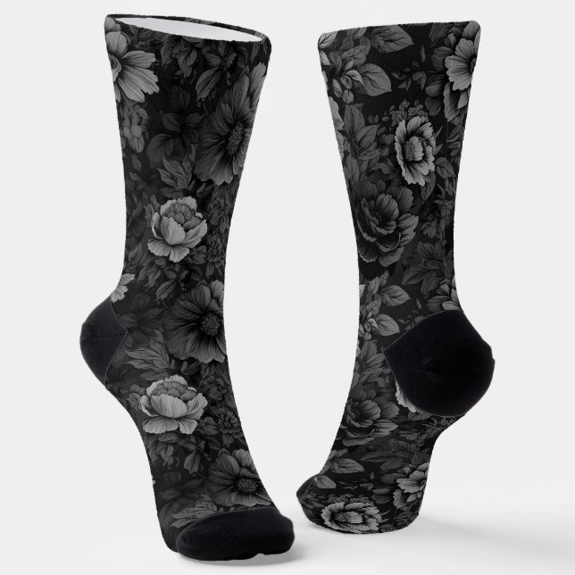 Chaussette Tons de gris floral (Angulaire)