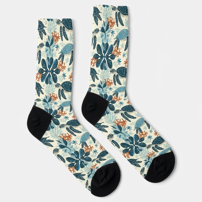 Chaussette Tortue de mer Vibes de Plage Hawaïenne (Droite)