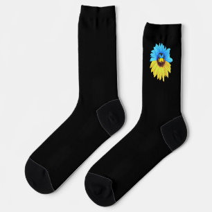 Chaussette Tournesol aquarelle Ukraine drapeau bleu jaune
