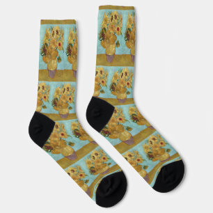 Chaussette Tournesols de Van Gogh - Impressionnisme bleu et j