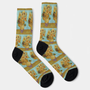 Chaussette Tournesols de Van Gogh - Impressionnisme Bleu & Ja
