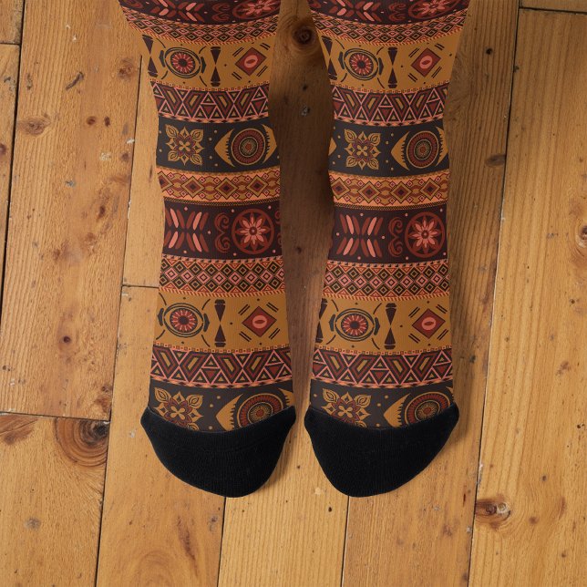 Chaussette Traditional Terracotta Ethnic Tribal Boho Pattern (Créateur téléchargé)