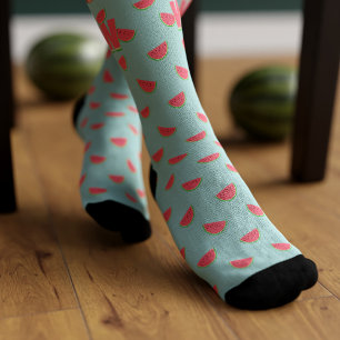 Chaussette Tranches de pastèque motif chaussettes sarcelle ét