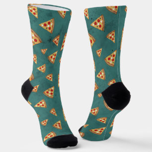 Chaussette Tranches de pizza cool motif turquoise vintage