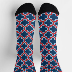 Chaussette Trellis marocain bleu et rouge, treillis, Quatrefo