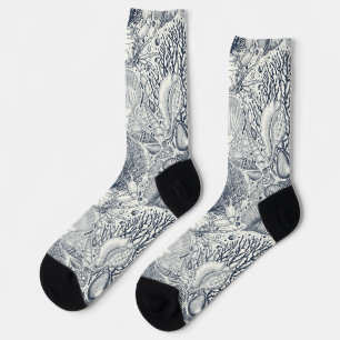 Chaussette Trésors de plage, coquillages, crabes, coraux et s