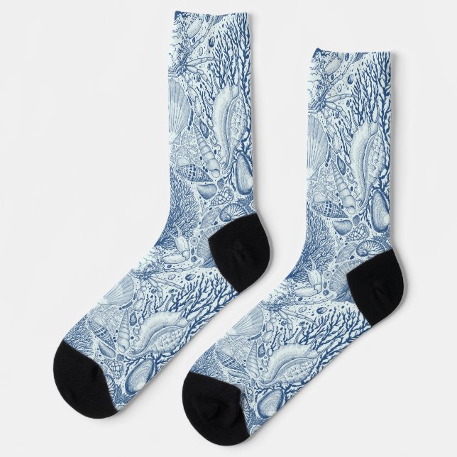 Chaussette Trésors de plage en bleu (Gauche)