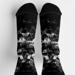 Chaussette Triangle géométrique Noir et blanc motif fumé