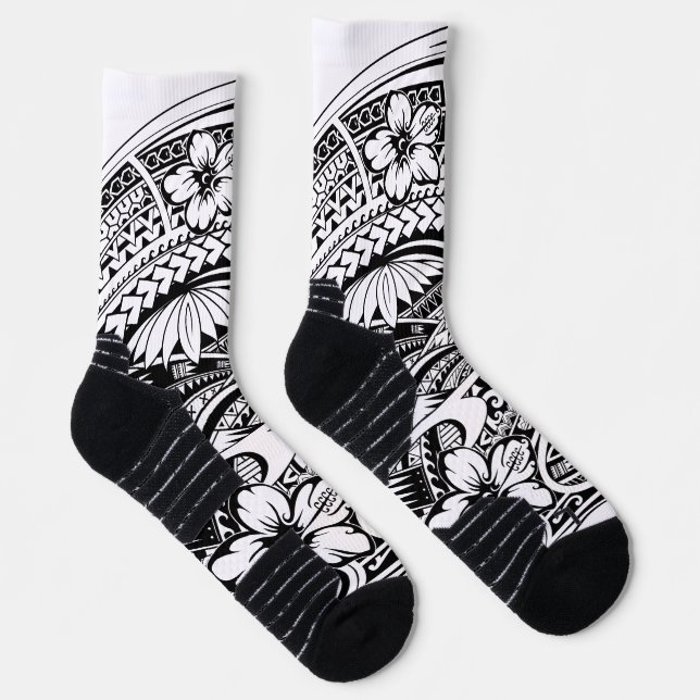 CHAUSSETTE TRIBAL POLYNÉSIEN HIBISQUE (Droite)