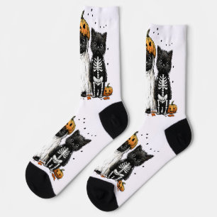 Chaussette Trois chats drôles d'Halloween