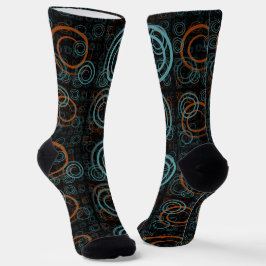 Chaussette Turquoise et rouille géométrique Abstrait