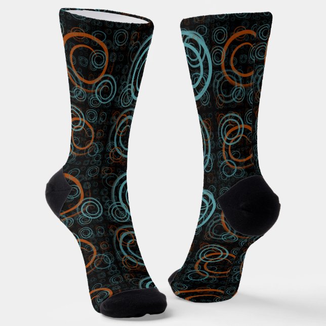 Chaussette Turquoise et rouille géométrique Abstrait (Angulaire)