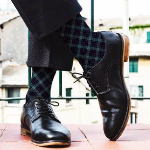 Chaussette Turquoise Navy Sporty Plaid Motif Tartan Sport Nom