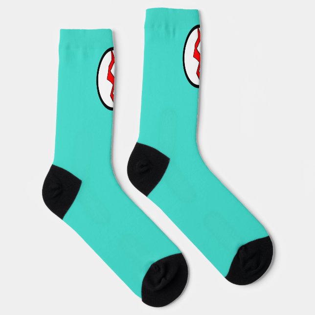 Chaussette Turquoise rouge éclair boulon Superhero Halloween (Droite)