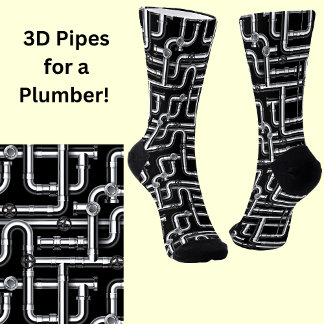 Chaussette Tuyaux, tuyaux 3D pour le plombier sur le noir