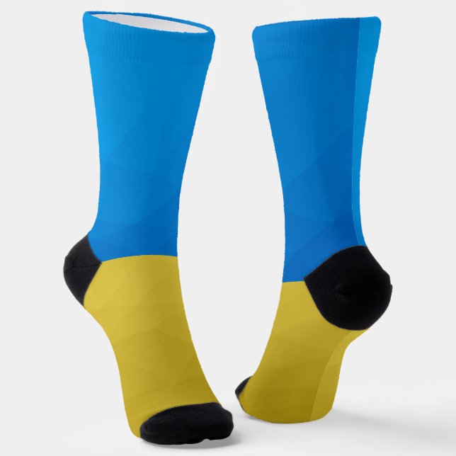 Chaussette Ukraine drapeau bleu jaune motif maillage géométri (Angulaire)