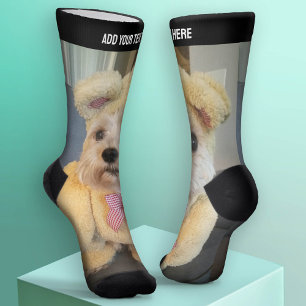 Chaussette Une photo verticale et texte en haut - Identique s